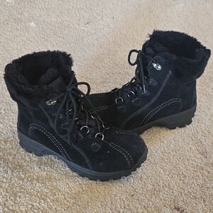 Earth Spirit Black Faux Fur Lined Lace-Up Winter Boots 7